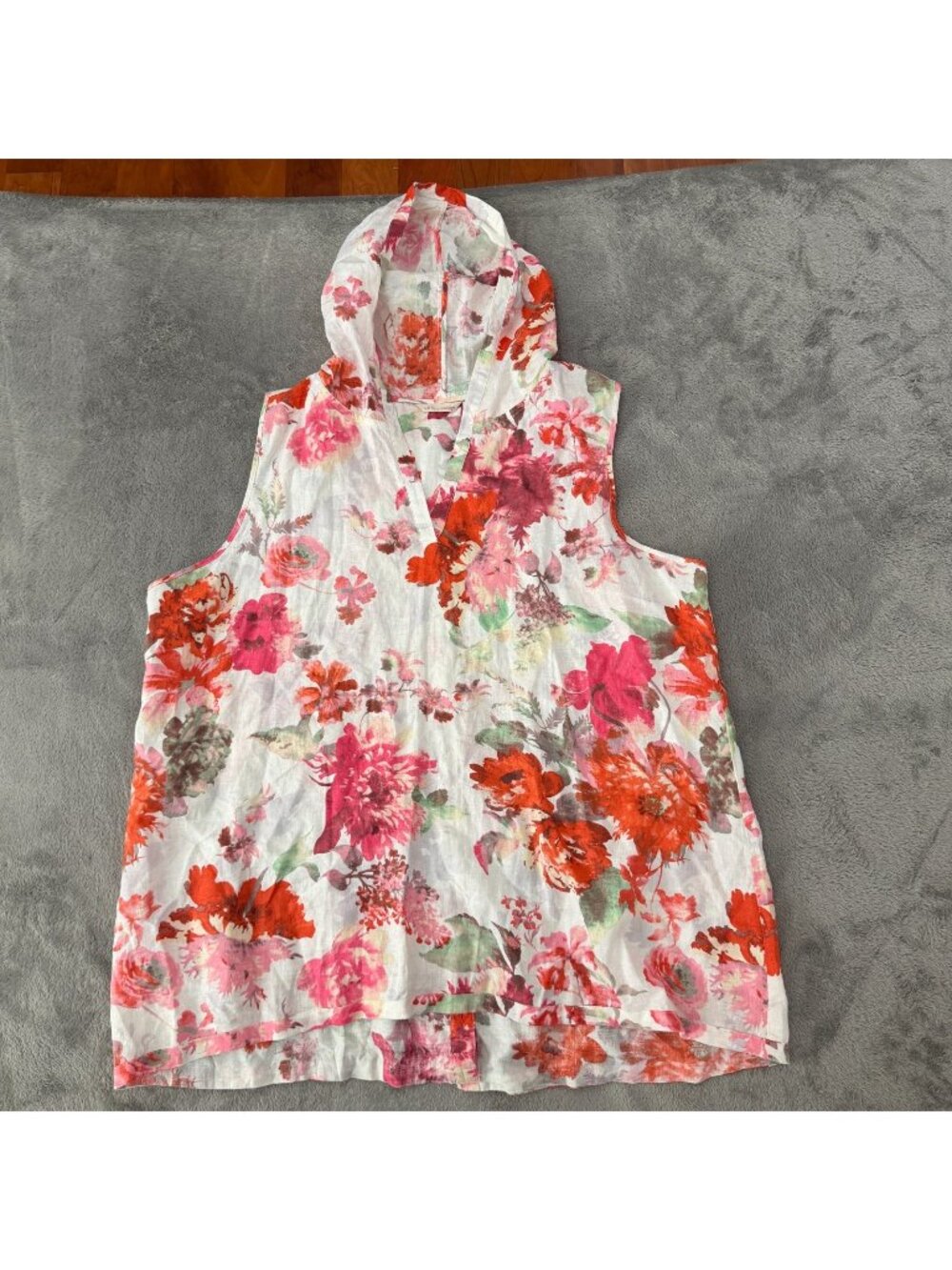 Soft Surroundings 100% Linen Sleeveless Hooded Blouse Shirt Top Womens 2X 2XL